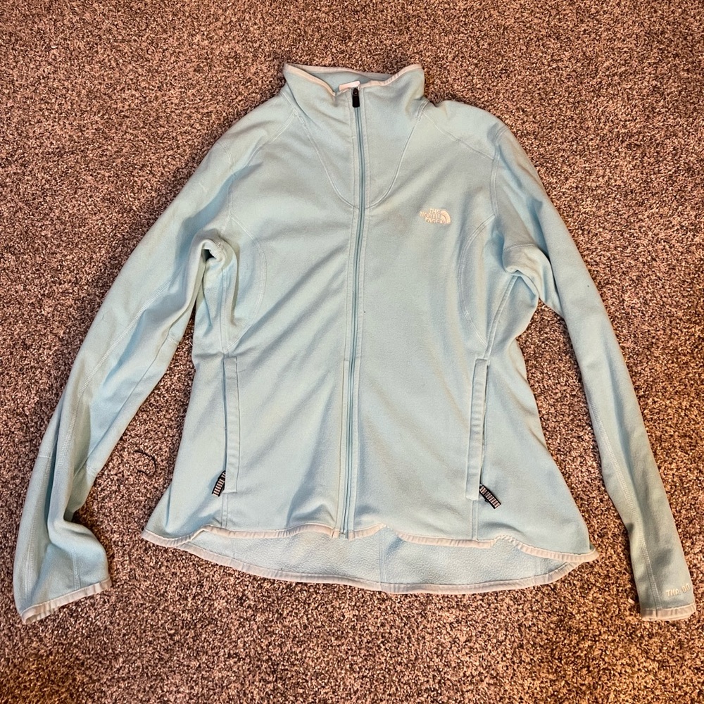 North face, half zip blue hoodie. Size large